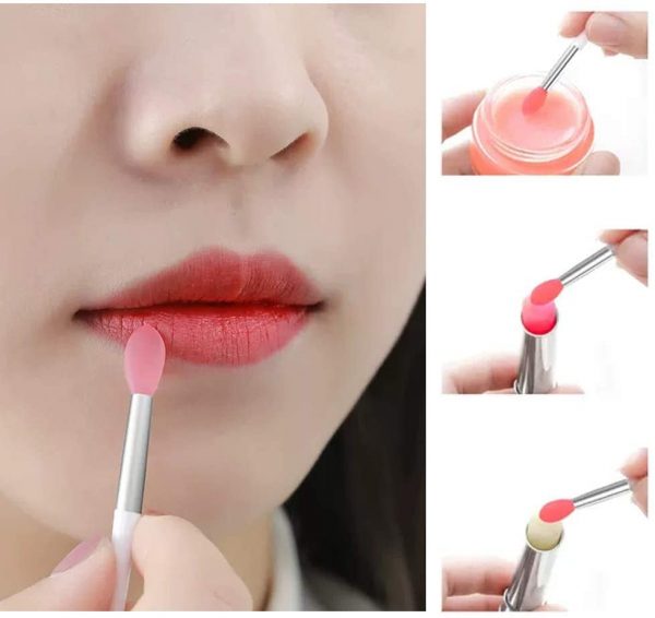 Mini cepillo de silicón para exfoliación de labios – rosado