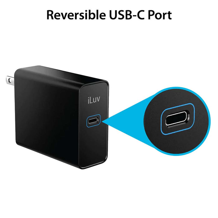 iLuv Wall Charger 60W USB-C Power Delivery Black