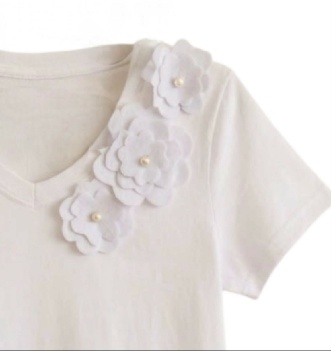 Blusa blanca de manga corta talla S