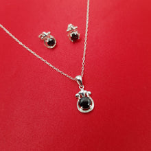 Juego aretes mas dije y cadena circón negro 50cm plata 925 jueg02