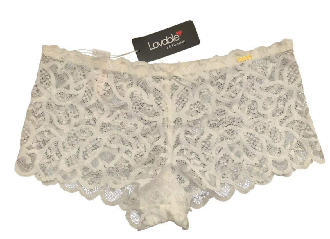 Panty de encaje blanco marfil Talla M