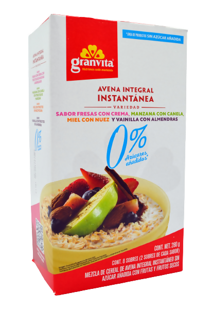 AVENA INSTANTANEA 0% SIN AZUCAR - Variedad de sabores