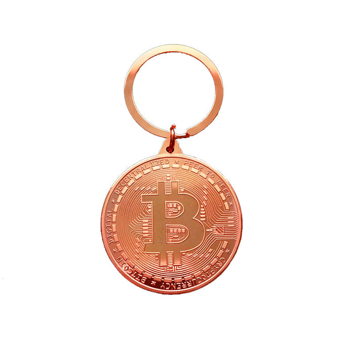 Llavero bitcoin metálico bronce