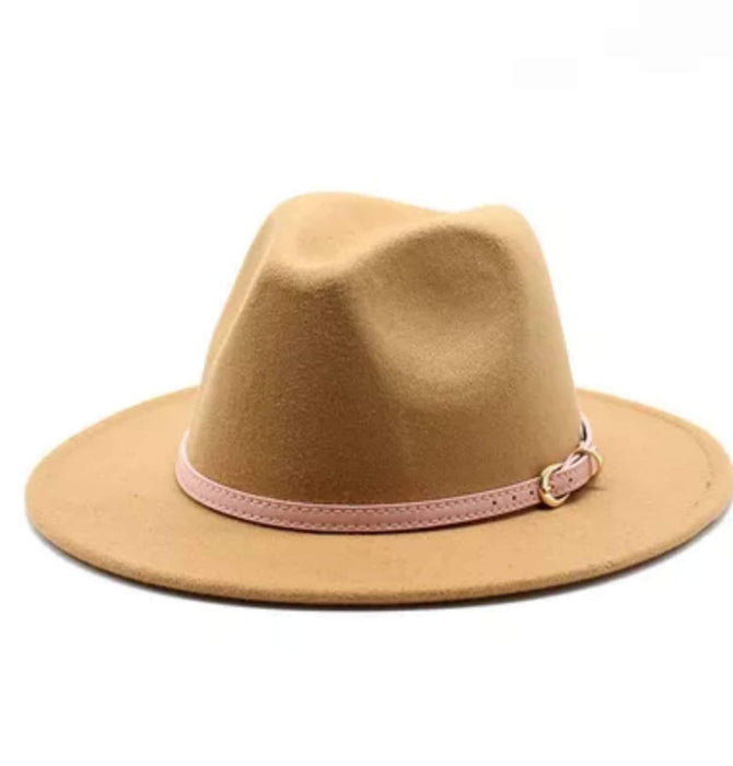 Sombrero fedora de poliester y algodón, color beige 2.