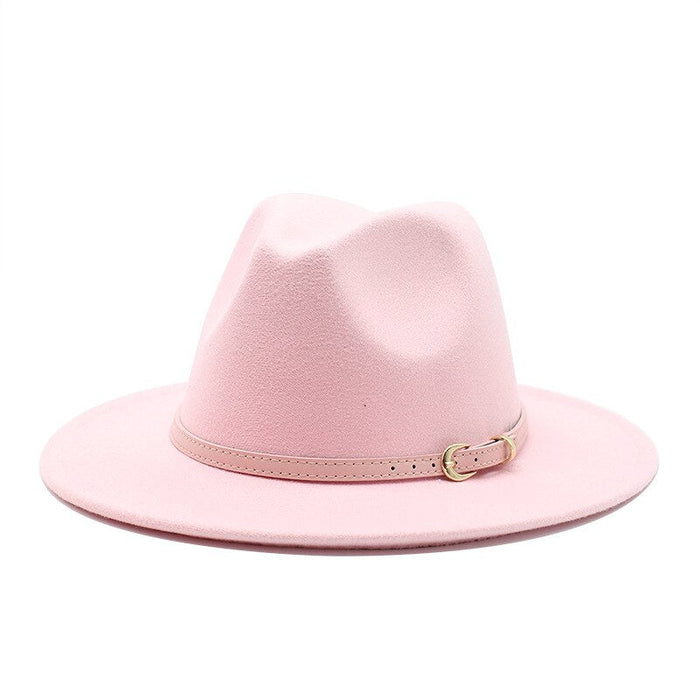 Sombrero fedora de poliester y algodón, color rosado 2.