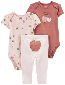 Traje 3 piezas diseño manzanita marca carters para niña