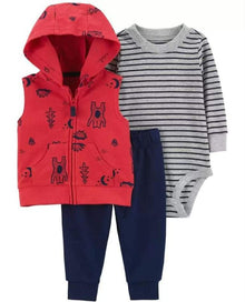 Set de tres piezas para niño rojo con azul marca carters