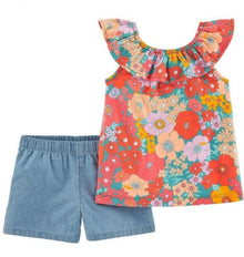 Set de 2 piezas para niña marca carters diseño mezclilla short