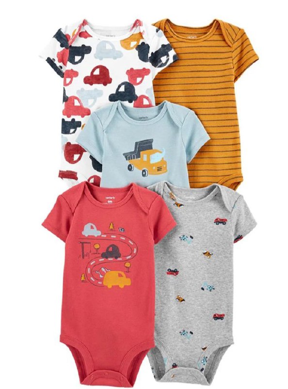 Set 5 mameluco marca carters para niño diseño carritos