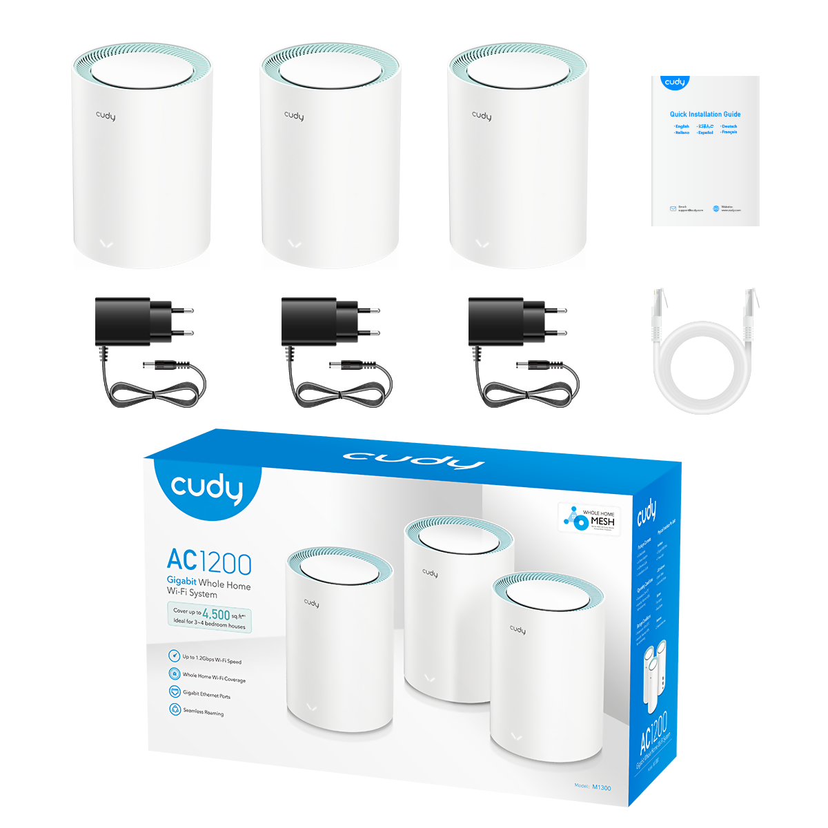 6971690792817_2 AC1200 Gigabit Mesh Wi-Fi System 3pack
