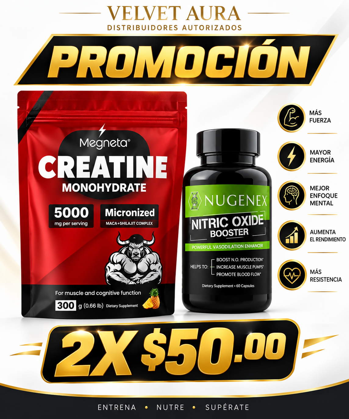 CREATINA MONOHIDRATADA + ÓXIDO NÍTRICO