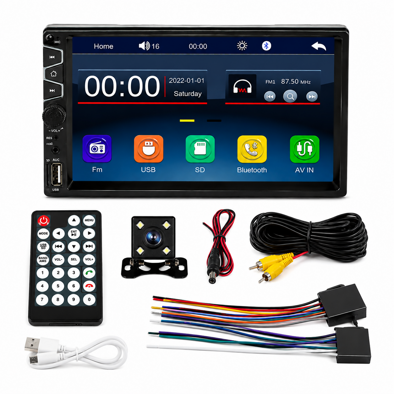 Pantalla MP5-B017 Doble DIN 7" Táctil Bluetooth 60W x4 con Cámara de Retroceso