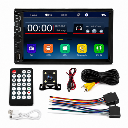 Pantalla MP5-B017 Doble DIN 7" Táctil Bluetooth 60W x4 con Cámara de Retroceso