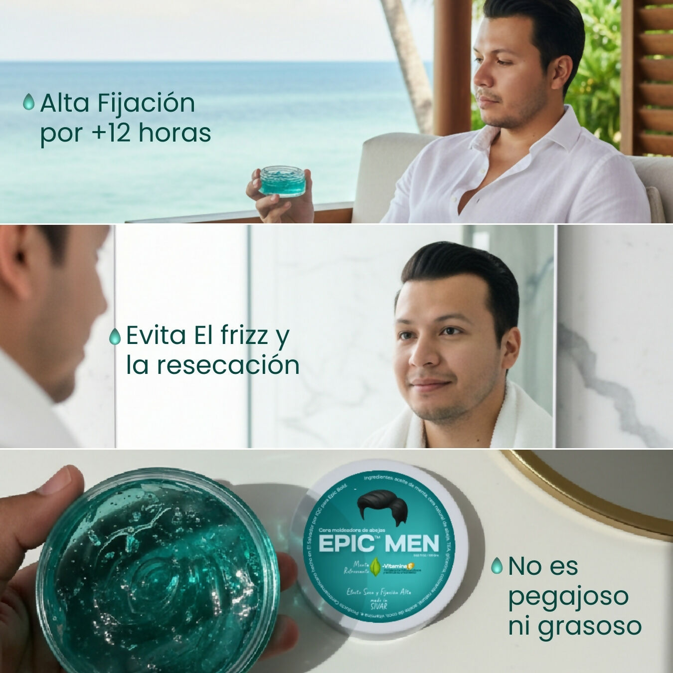 Cera Capilar Menta Refrescante - EPIC MEN 100 grs