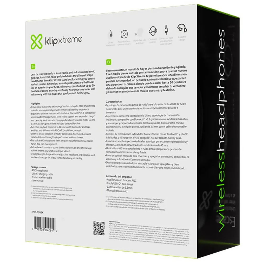 Audífonos Escape Klip Xtreme Bluetooth KNH-300BK