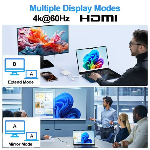 Adaptador 2 en 1 USB-C y Lightning a HDMI para iPhone/iPad/TV