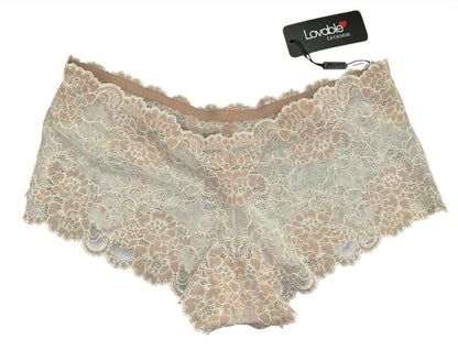 Panty nude y blanco de encaje Talla L
