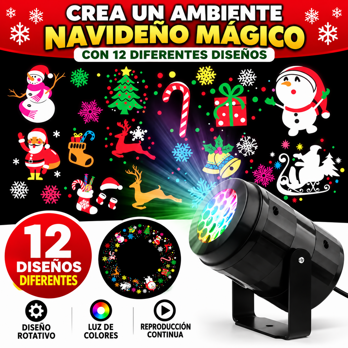 Proyector de figuras navideñas