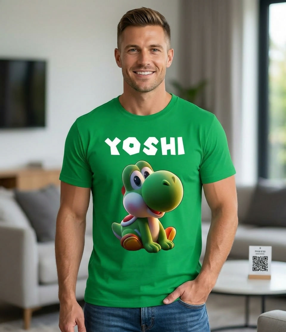 Camiseta de Hombre Verde Estampada Yoshi – 100% Algodon