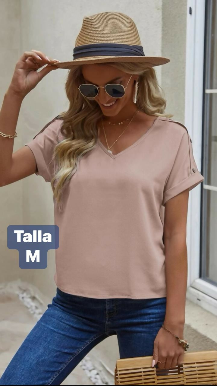 blusa rosa en cuello v talla M