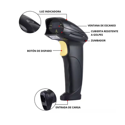 Lector de Barras Códigos Inalámbrico USB 2.4 GHz