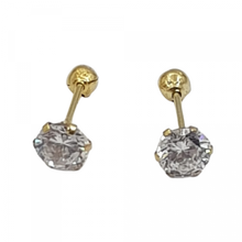 Arete Circón Blanco, Oro 10kl Italiano