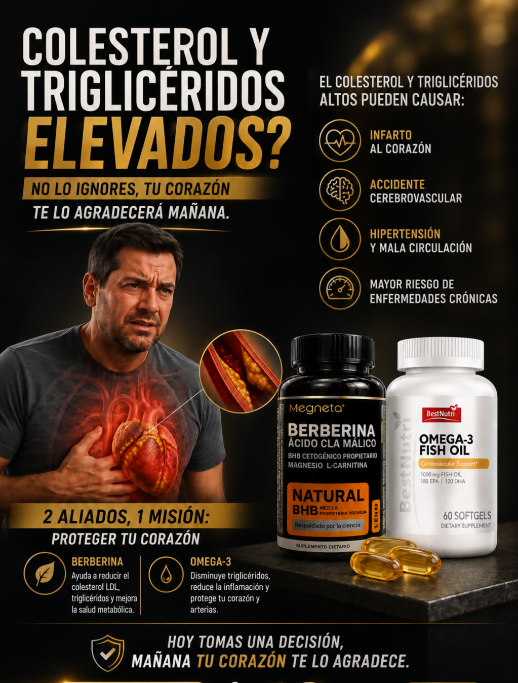 COLESTEROL Y TRIGLICÉRIDOS: Omega 3 más Berberina