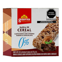BARRAS DE CEREAL 0% SIN AZUCAR - Capuchino con chispas de chocolate 132g - (GRANVITA)