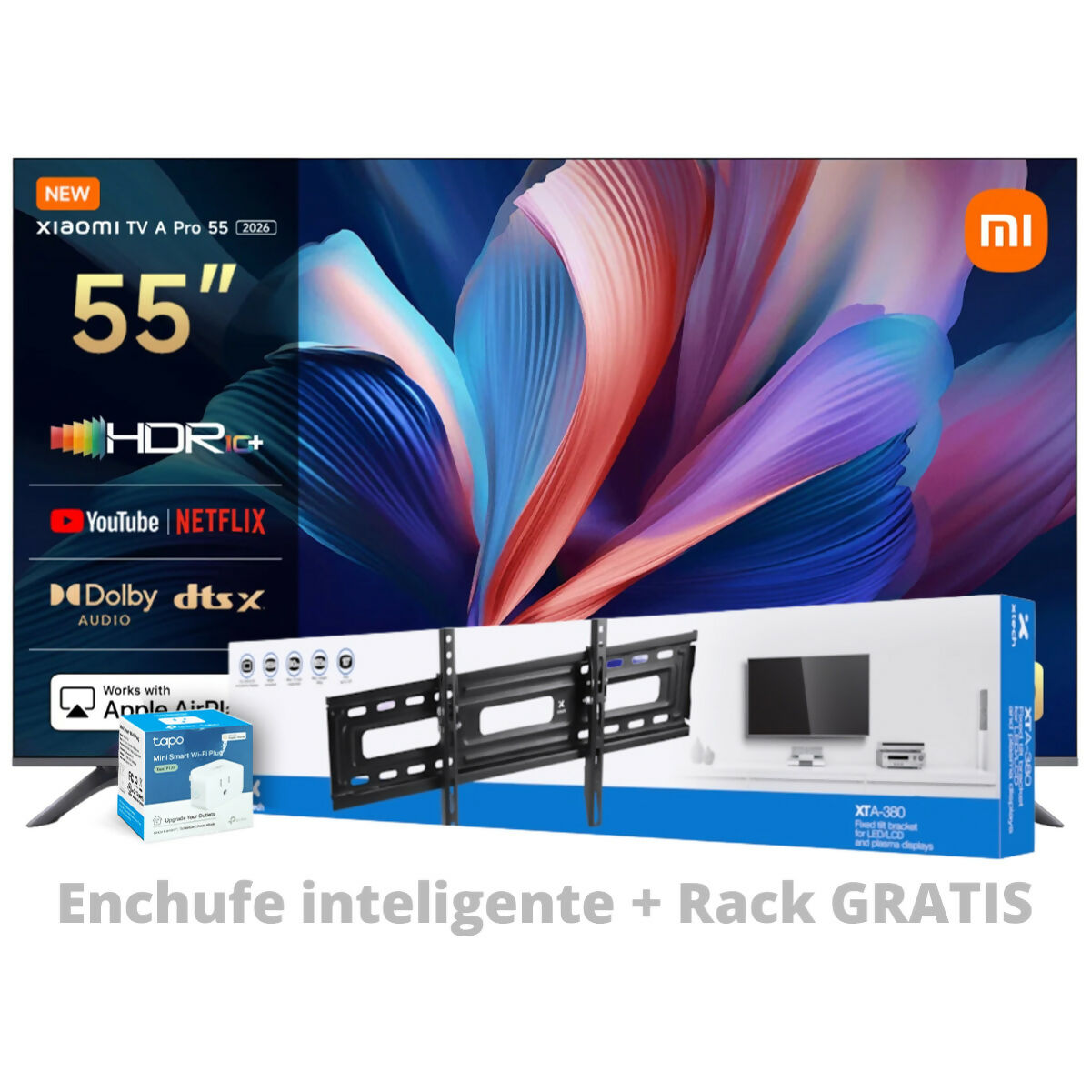 COMBO XIAOMI TV A PRO 55 2026 + XTECH BRKT TILT 32-90 + XIAOMI LINK SMART PLUG P125