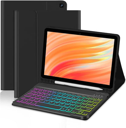 Funda con Teclado Retroiluminado para Amazon Fire HD 10 y 10 Plus (2021/2023) - Negro