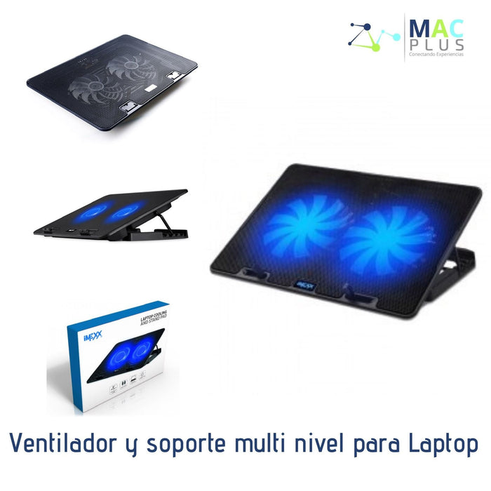 Ventilador y soporte multi nivel IMEXX para laptop.