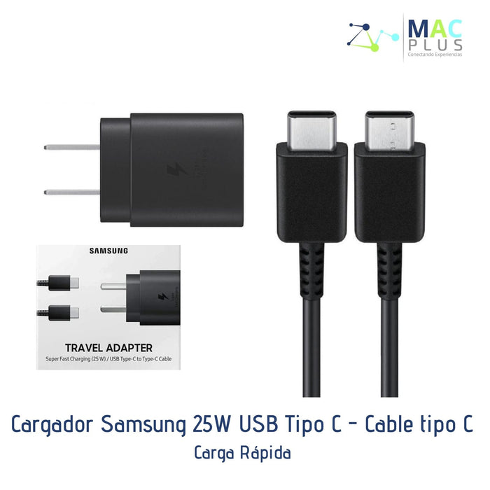 Cargador Samsung 25W USB tipo c - Cable tipo c carga rápida.