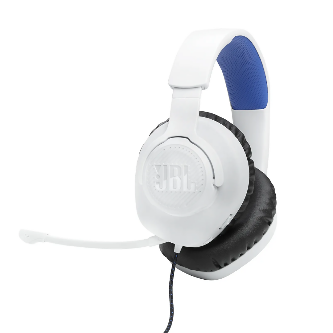 JBL Quantum 100Play Station-Headphones-Gaming-White Blue