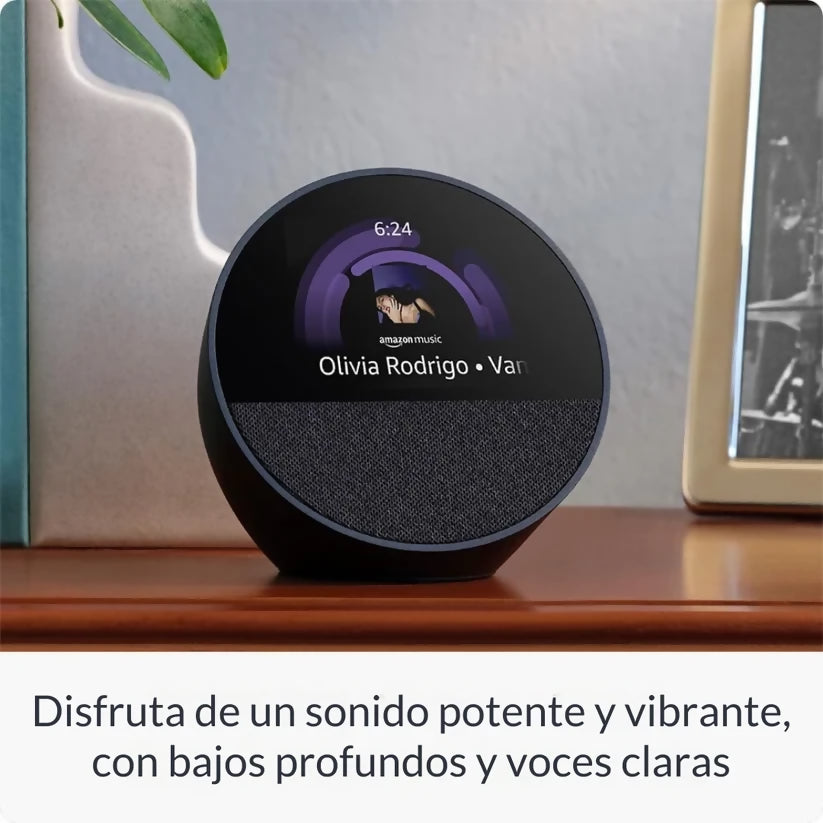 Echo Spot 2024 - Despertador Inteligente con Alexa y Sonido Vibrante
