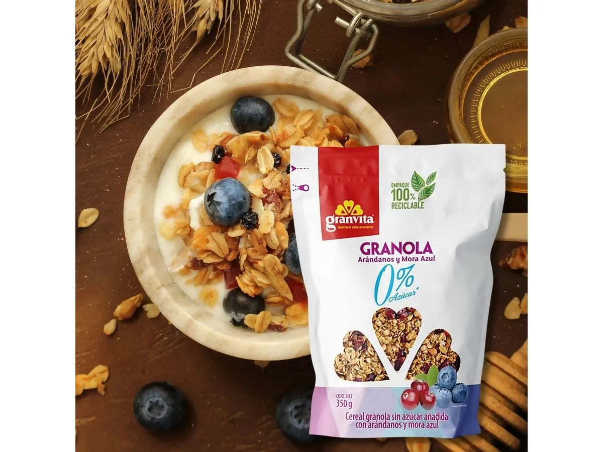 GRANOLAS - 0% azúcar con Arándanos y Mora Azul - Bolsa 350g (GRANVITA)