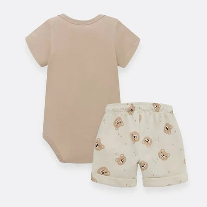 Conjunto para bebé de 2 piezas mameluco y short de ositos