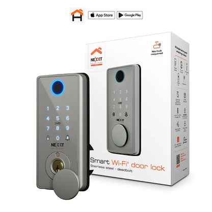 Cerradura Inteligente Wi-Fi de Acero Inoxidable — 5 Modos de Acceso, Huella Dactilar, IP65 | Nexxt NHS-D150