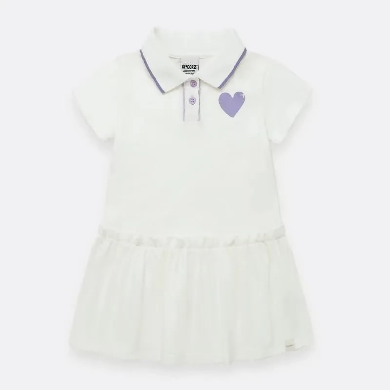Vestido blanco tipo polo para niña