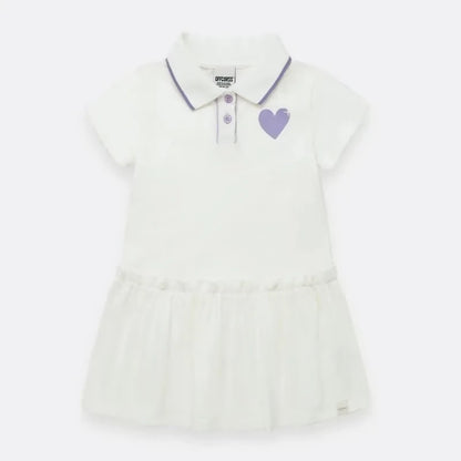 Vestido blanco tipo polo para niña