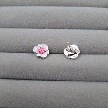 Arete Flor Rosada Plata 925