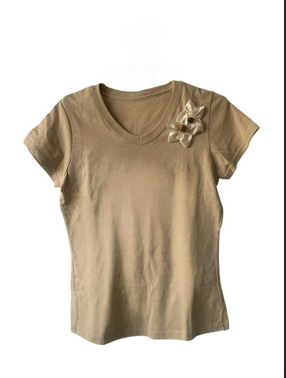 Blusa Nude con dos flores Nude manga corta Talla S