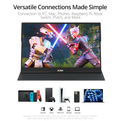 Monitor Portátil MNN 15.6" FHD IPS USB-C HDMI con Bocinas y Cubierta
