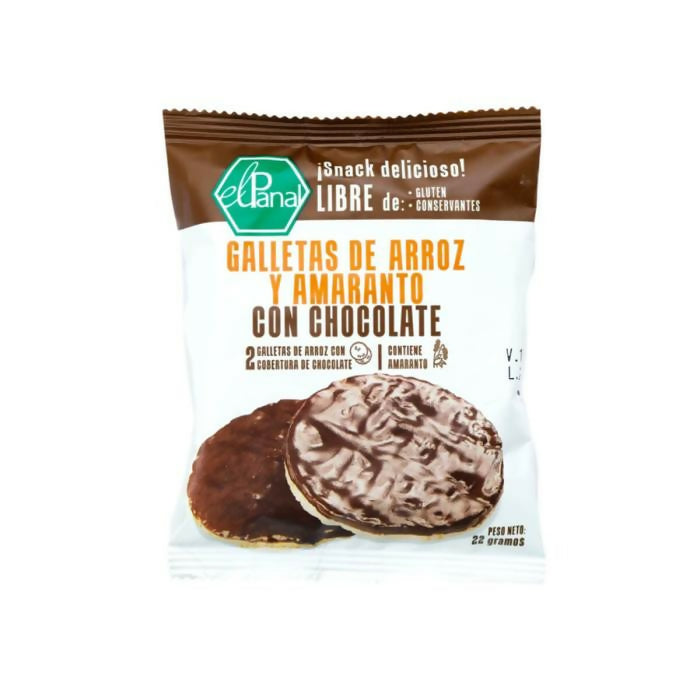 GALLETA DE ARROZ Y AMARANTO CON COBERTURA DE CHOCOLATE (PAQUETE CON 9 GALLETAS DOBLES) - EL PANAL