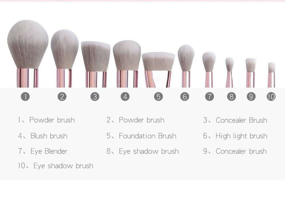 Set de 10 brochas de Maquillaje Golden Rose Luxury