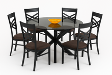 Juego de comedor redondo mesa de vidrio “X”