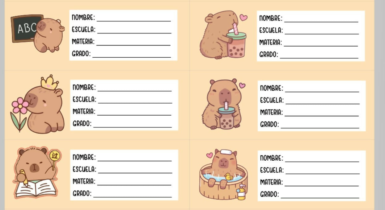 Sticker escolar capibara