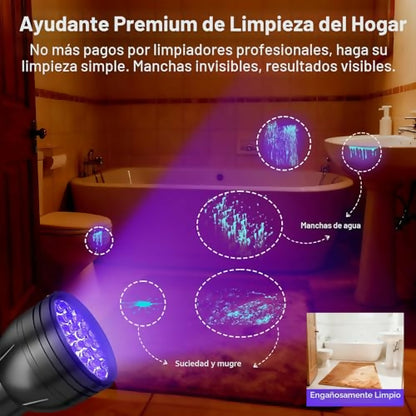 Linterna UV Luz Negra Vansky 51 LEDs — Detector de Orina de Mascotas, Manchas Secas y Chinches
