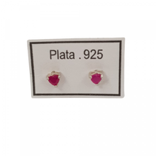 Arete Corazón circón rojo Plata 925