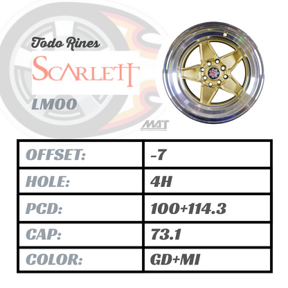 Set de 4 rines 14 SCARLETT - DCENTI STW600 4 hoyos - Fondo Dorado