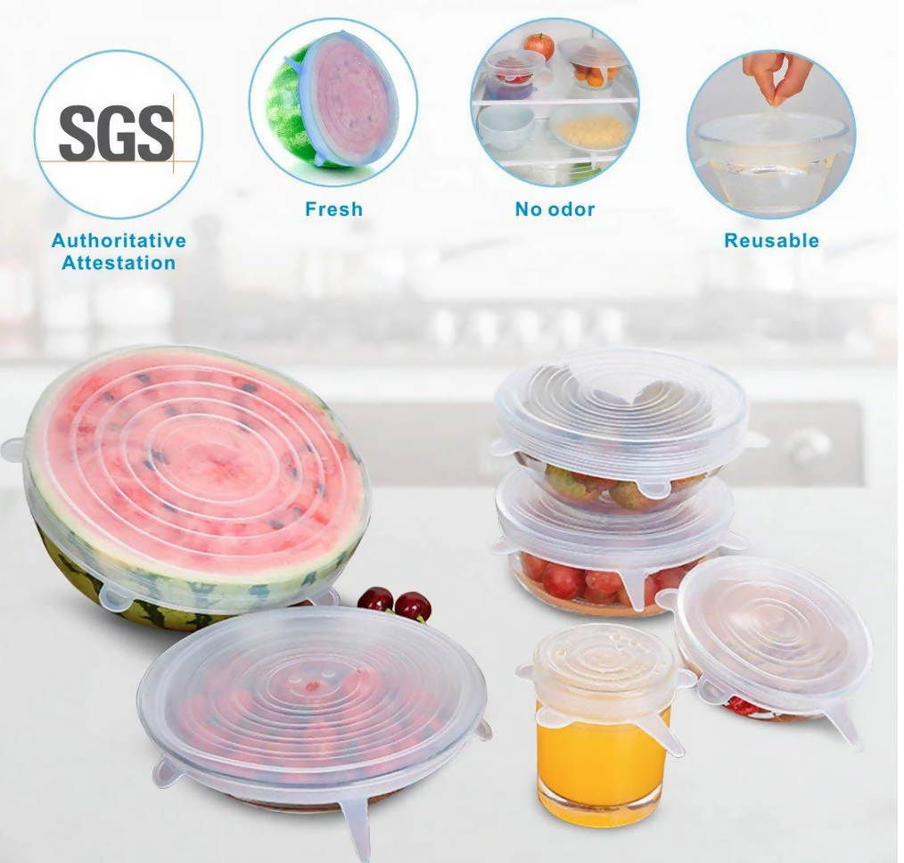 Set de 6 tapaderas de silicon para proteger alimentos